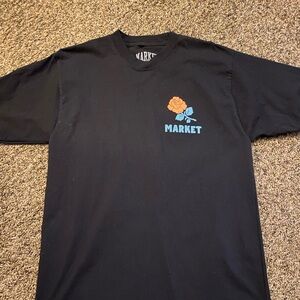 Arket Black Tee with Orange Floral Accent